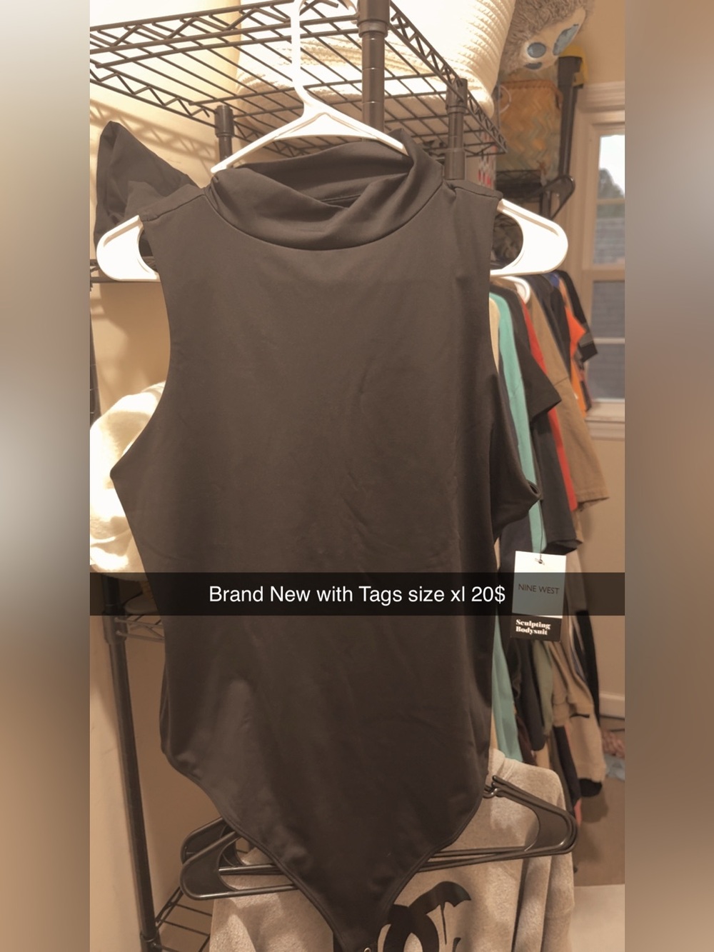 Nine West Black Sleeveless Mock Neck Bodysuit
